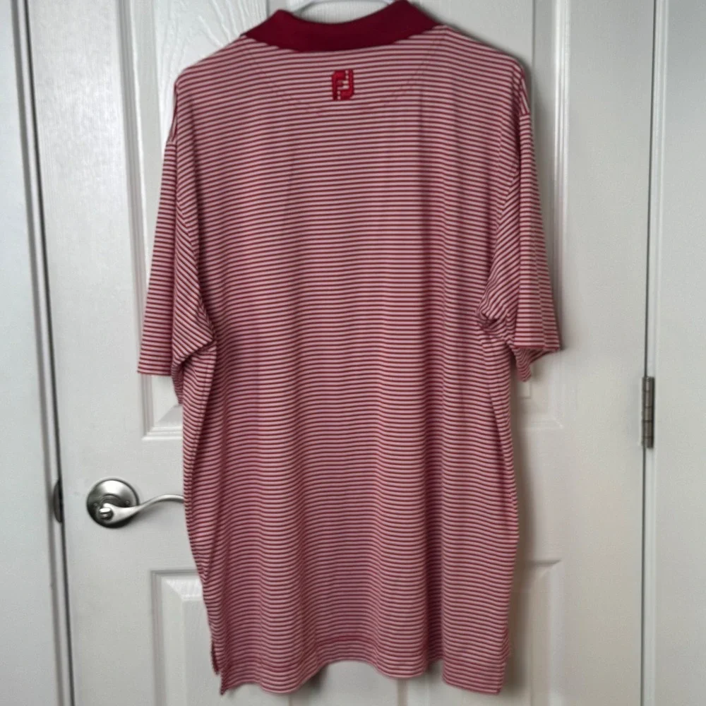 FootJoy‎ FJ Golf Polo Shirt XL Red White Stripe Short Sleeve Performance 1916